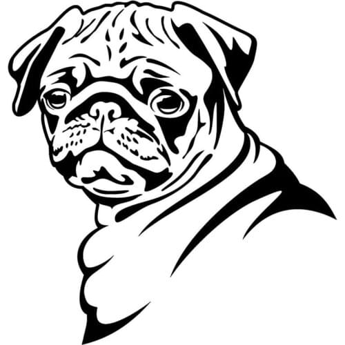 13.8*14.5CM Pug Dog Car Stickers Funny Cute Vinyl Decal Car Styling Bumper Accessories Black/Silver S1-0817
