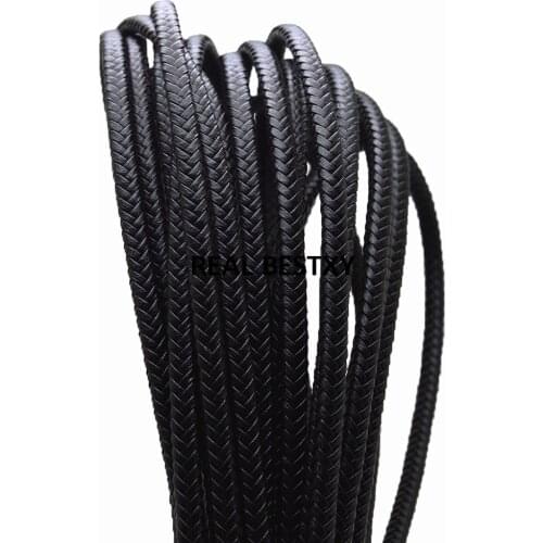 2m/lot approx 7*4mm black braided leather cords Jewelry Making Bracelet DIY Thread For Necklace Bracelet DIY Jewelry Findings