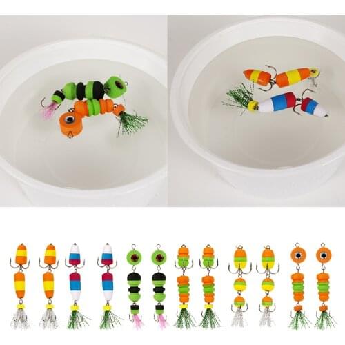 2pcs Foam Fishing Lures Multicolor High Density Floating Soft Insect Baits Hook Crankbaits with Treble Hook Fish Tackles Pesca