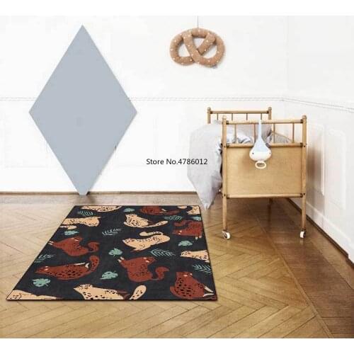 200x300cm Modern Nordic Ins Cartoon Cat Blue Green Black Brown Yellow Living Room Bedroom Bedside Carpet Floor Mat Customization
