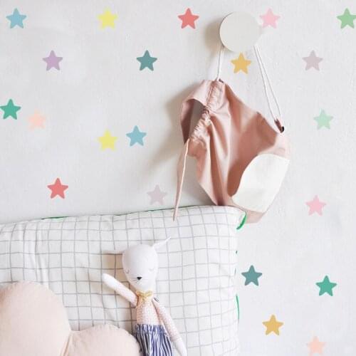 24pcs/set Colorful Pentagram Wall Stickers Ins Nordic Simple Stars Wall Decal PVC Removable Children Room Decoration Mural