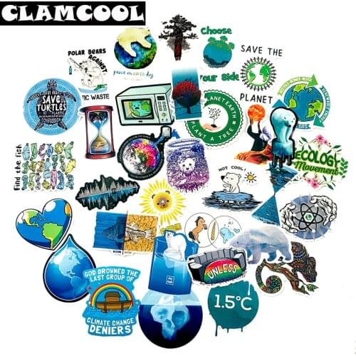 50Pcs Global Warming Environmental Protection Creative Sticker ScrapbookingForMotorcycle Luggage Computer Skateboard Guitar Sign