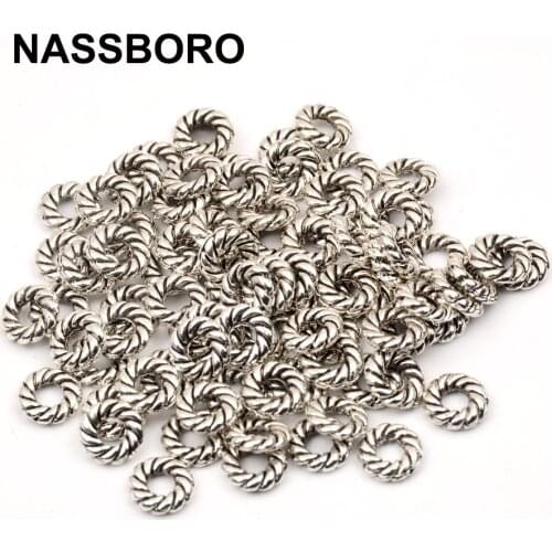 50pcs/lot 2*8mm Antique Silver Charm Beads Flat Round Spacer Metal Beads For Jewelry Making Handmade Craft 3mm hole wholesale