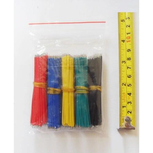 500pcs 8cm Breadboard Jumper Cable Wires Tinned DIY Red/Black/Yellow/Green/Blue each Color 100pcs