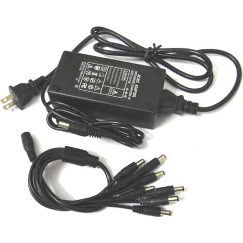 8 Ports AC/DC 1 to 8 DC POWER SUPPLY BOX 12V 5A ADAPTER for CCTV CAMERAS US plug