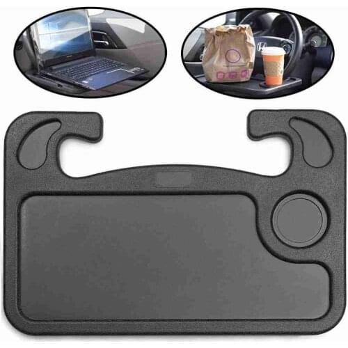 Car Steering Wheel Tray Laptop Mini Table Board Mount Drink Food Auto Black Holder Bracket Eating Stand Grey Desk W4H9