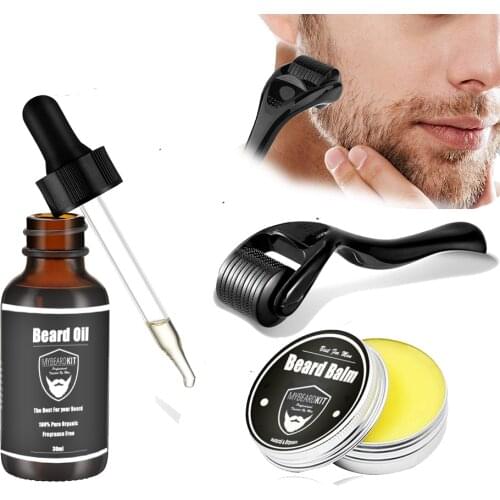 Beard Oil Balm & Grooming Kit for Men Beard Growth & Care with Brush, Scissor & Comb 100% Pure & Organic