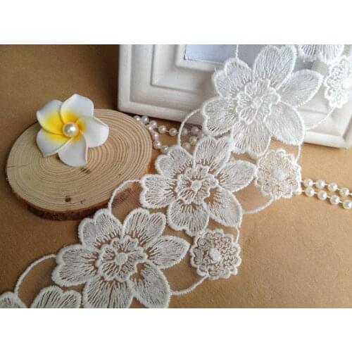 White Venice Lace Embroidery Floral Lace Trim for Bridal, Costumes, Altered Couture