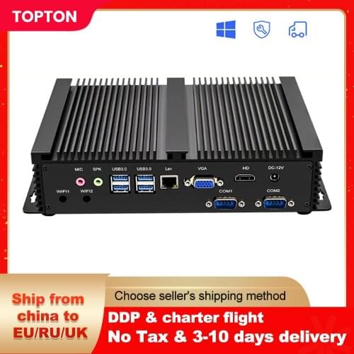 Fanless Industrial X86 Mini PC i7-8565U i5-8265U 7*24 Working 2*RS232 HDMI VGA 1*Lan 7*USB WiFi Aluminum Rugged Itx Computer