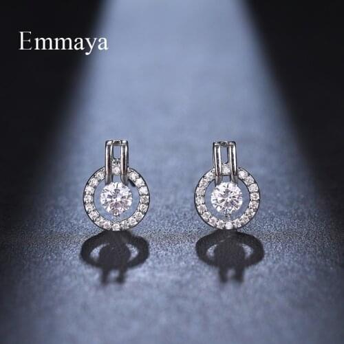 Emmaya New Arrival Two Circular Appearance Tiny Earring With Cubic Zircon For Female Delicate Jewelry Dinner Fashion Ornament
