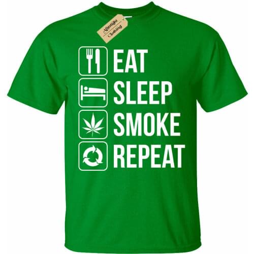 Eat Sleep SMOKE Repeat T-Shirt weed high cannabis stoner gift mens
