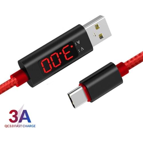 3A Voltage Current Display Nylon Braided Type-C Fast Charing Cable For SAMSUNG Note 9 S10 S8 XIAOMI MI9 MIX3 OnePlus 7 Pro 6T 5T