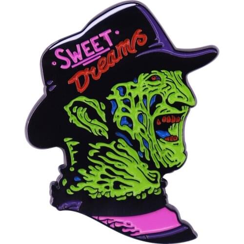 Classic Horror Movie Characters Freddy Krueger Enamel Brooch Pins Badge Lapel Pins Alloy Metal Fashion Jewelry Accessories Gifts