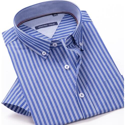 Plus Size 5xl 6xl 7xl 8xl Short Sleeve Classic Striped Shirt 2021summer New Mens Casual 100% Cotton Shirts Fat Button Up Shirt
