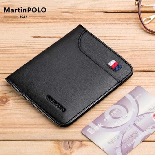 MartinPOLO Business Men Slim Wallet Portomonee Male Genuine Leather Pouch Male Classic Design Ultra Thin Cowhide Purse MP1001