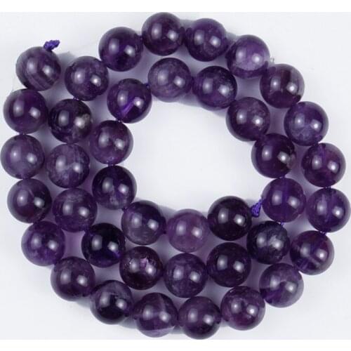 Natural Stone Smooth Clear Purple Amethyst A Round Loose Beads 4/6/8/10/12mm for DIY Jewelry Making Neckalce Accessories 15