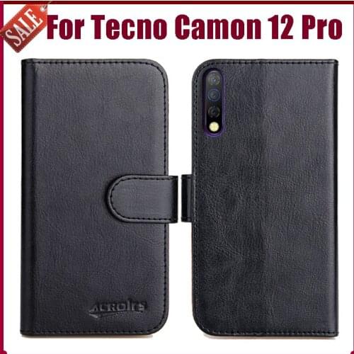 Hot! Tecno Camon 12 Pro Case 6.4" 6 Colors Flip Soft Leather Phone Wallet Cover Stand Function Case Credit Card Slots