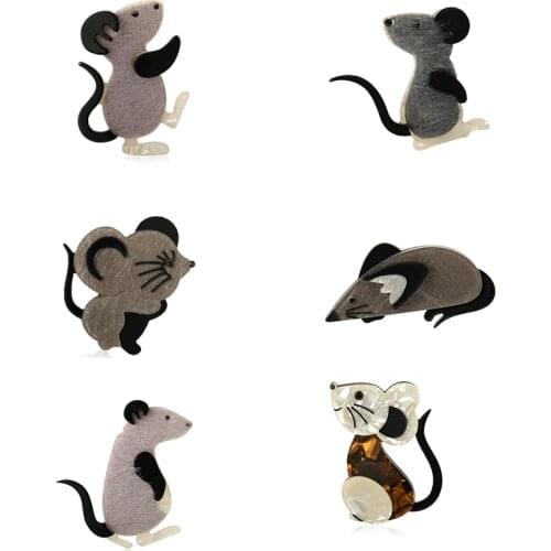 Amazing Price Multi-Layer Acrylic Mouse Series Brooches Icon flannel Cartoon Black Animal Brooch Badge Hijab Pin New Years Gift