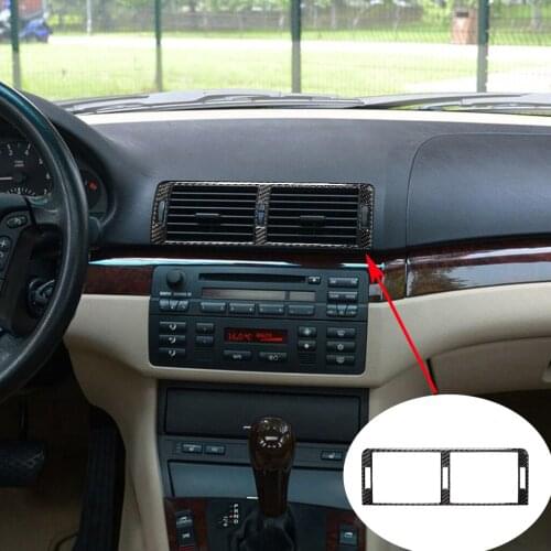 1pcs Real Carbon Fiber Sticker Solid Color Center Console Air Outlet Frame Trim for BMW 3 Series E46 1998-2005 Model Accessories