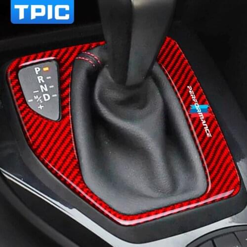 TPIC Carbon Fiber Stickers M performance Gear Shift Panel Covers Trim Decals Car Interior Mouldings For BMW E84 X1 2010-2015
