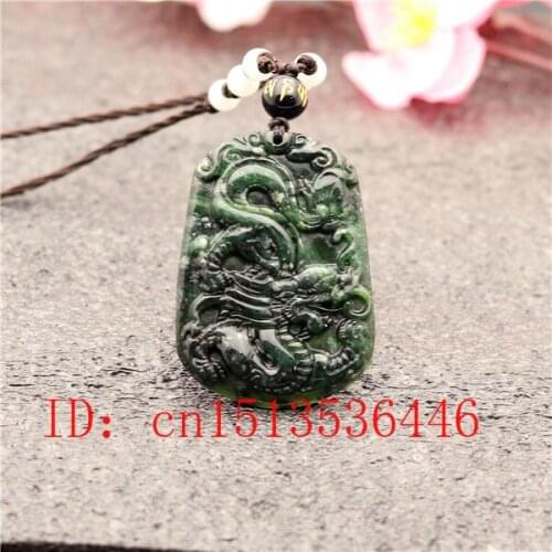 Natural Black Green Jade Chinese Zodiac Pendant Necklace Charm Jewellery Fashion Accessories Hand-Carved Luck Amulet Gifts