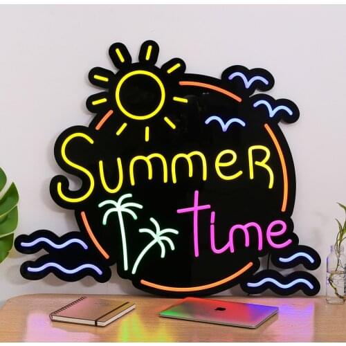 SUN SUMMER TIME COCONUT Seagull Neon Light Wall Décor Flexible Neon Strip Letters for Festival Vacation Holiday Wedding Light