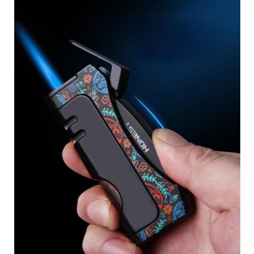 NEW Jet Torch Lighter Metal Fuel Butane Gas Cigar Lighters Outdoor Windproof Smoking Accessories Gadgets For Me