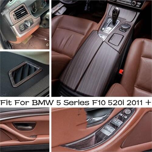 Wood Grain Look Central Armrest Box / Gear Shift Knob Lever Panel Cover Trim ABS For BMW 5 Series F10 520i 2011 - 2016 Interior