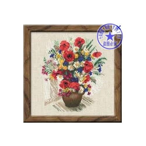 Popular Top Quality counted cross stitch kit flowers daisy and poppy red flower Riolis 999