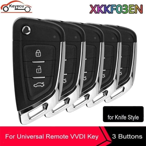 KEYECU 5*XHORSE English Version XKKF03EN Flip Type Wire Universal Remote Key 3 Buttons for VVDI Key Tool, VVDI Mini Key Tool