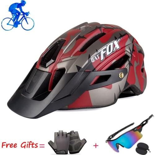 BATFOX Mountain bike helmet Breathable MTB Road Bike Bicycle Motorcycle Sports Helmet Ultralight Intergrally-molded safety cap