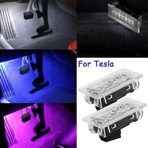 2PCS LED Lights For Tesla Model 3 Model S Model X Ultra Bright White Blue Red Purple Bulbs Lights Car Replace Interior Lamps