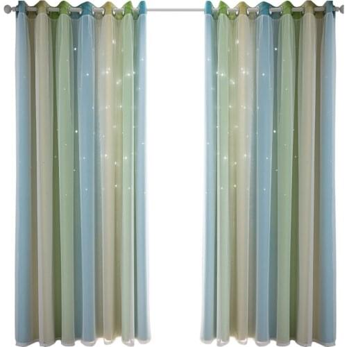Thermal Insulation Curtain Room Divider Window Cloth Colorful Double Layer One Pieces Shiny Stars Curtains Blackout Curtains