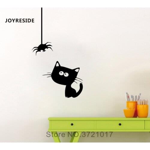 JOYRESIDE Funny Spider Wall Cat Animal Decal Vinyl Sticker Decor Design Home Baby Bedroom Living Room Interior Dorm Murals A271
