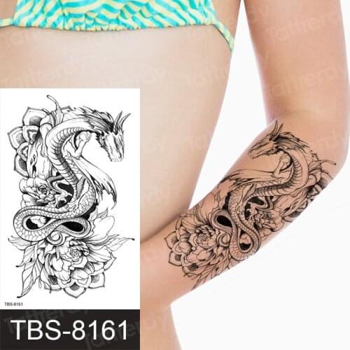 Temporary tattoo dragon phoenix flower animal black henna stretch tattoo designs waterproof arm sleeve shoulder tattoo wrist
