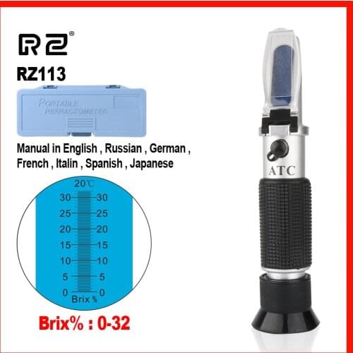 RZ High Quality Brix Refractometer Optical Sugar Food Beverages Handheld Tool 0~32% RHB-32 ATC Refractometer