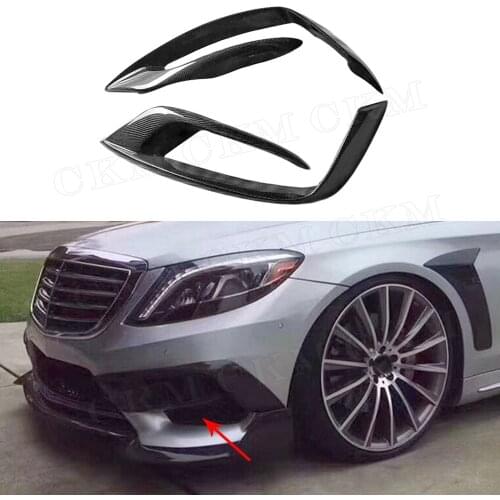 W222 Carbon Fiber Front Bumper Lip Air Flow Corner Splitter Vents Canards for Mercedes Benz S Class S63 S65 AMG 2013-2016
