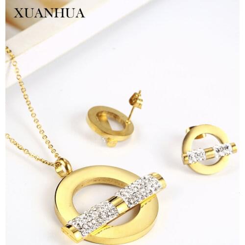 XUANHUA Stainless Steel Jewelry Woman Vogue 2019 Necklace Earrings Set Jewelry Accessories Bohemian Charm Mass Effect