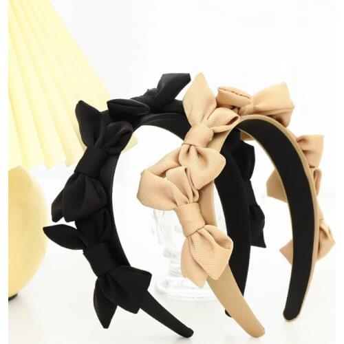 Japanese and Korean version of ins bow pure color headband net red new simple fabric hairpin fairy headdress headband