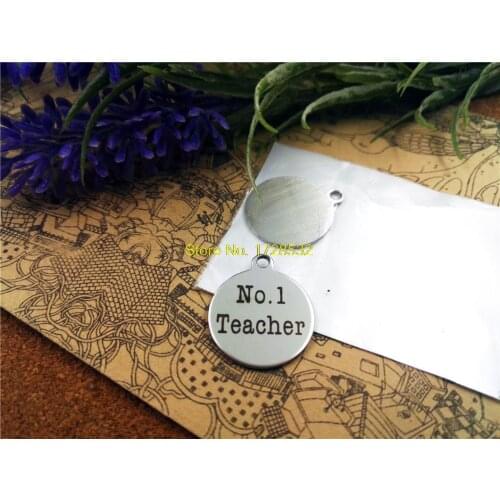 10pcs-stainless steel Charms "No.1 Teacher " DIY Charms Pendants for necklace/bracelet/keychain DIY jewelry