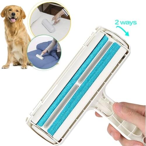 2-Way Pet Hair Remover Roller Lint Remove Brush Dog Cat Grooming Hair Cleaning Brush Self-cleaning Cat Comb Dog Accessories
