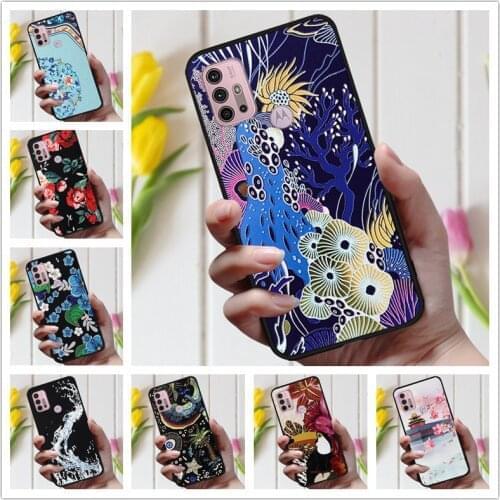 3D Emboss Flower Case For Moto G30 G20 G10 G60 G50 Cover Cute Relief Case For Motorola Moto G20 G30 Phone Case G50 coque Fashion