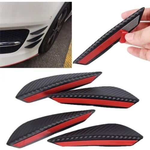 4Pcs Adhesive Universal Car Carbon Fiber Front Bumper Wind Knife Trim Decoration Adhesive Front Bumper Decor Car Wind Knife