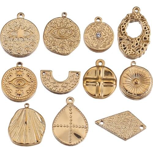 5pcs/lot Stainless Steel Casting Eye Moon Charm Pendants Gold Waterdrop DIY Connectors Dangle Earring Necklace Making Wholesale