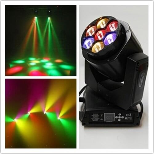 Fast shipping 7*15W Zoom Bee Eye RGBW 4IN1 LED Beam Moving heads Light DMX512 Individual Leds LCD Display
