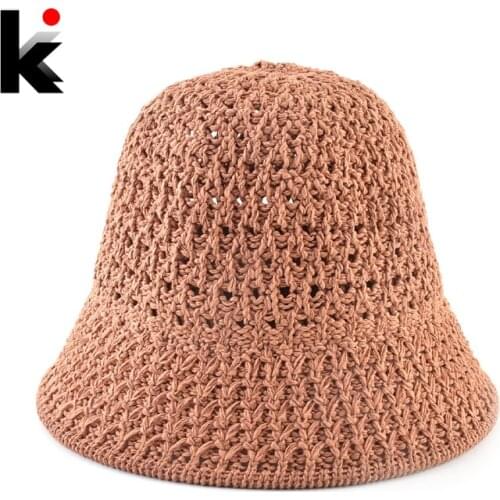 Ladies Floppy Hat Summer Breathable Straw Cap Women Casual Beach Hat Outdoor foldable Sun Visor Brim Caps Solid Color Bucket Hat