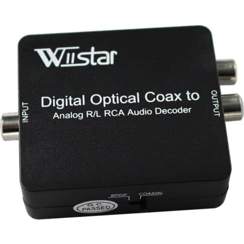 Wiistar Free Shipping DTS/AC3 Decoder Digital to Analog L/R Audio Decoder & Converter with 3.5mm Audio Jack with optical cable
