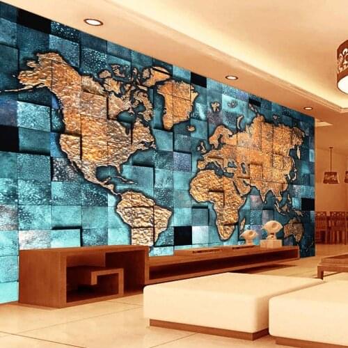 Diantu Customized size European Style 3D World Map Photo Mural Wallpaper for Living Room Study Room Abstract Art Decor Wallpaper