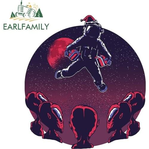 EARLFAMILY 13cm x 8.1cm for Astronaut Alien Creative Car Stickers Waterproof 3D JDM Snowboard Accessories Vehicle VAN SUV Decal