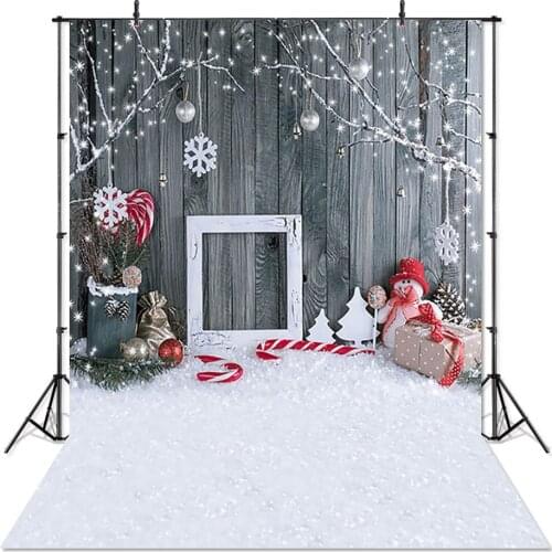 Winter Snow Photography Background Christmas Snowflake Wooden Wall Board Child Backdrop for Photography Studio Photoshoot Props